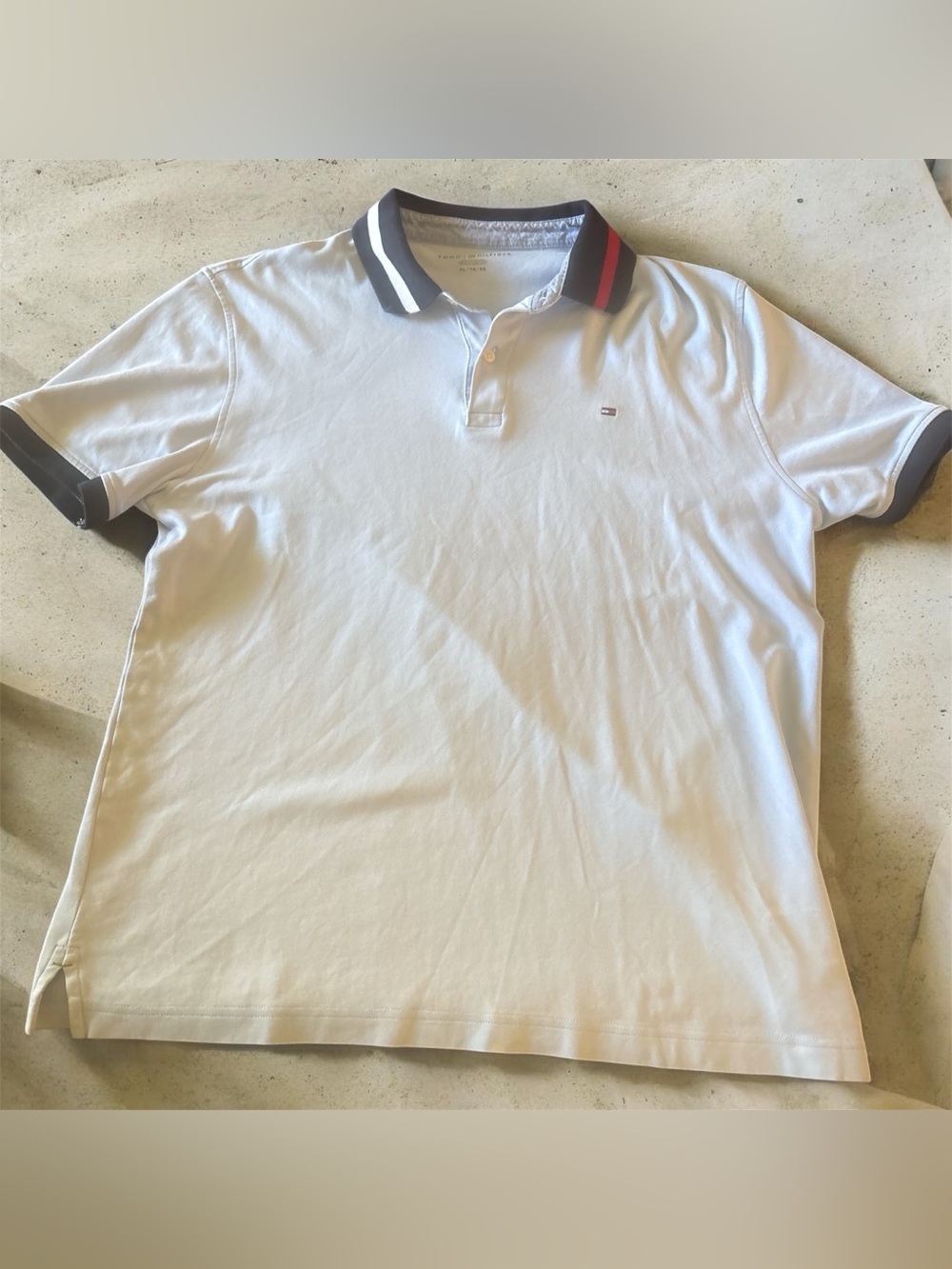 Tommy Hilfiger Baby Blue Polo with Navy and Red Trim SZ XL